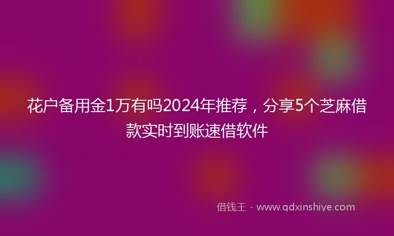 花户备用金1万有吗2024年推荐，分享5个芝麻借款实时到账速借软件