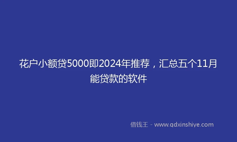 花户小额贷5000即2024年推荐,汇总五个11月能贷款的软件