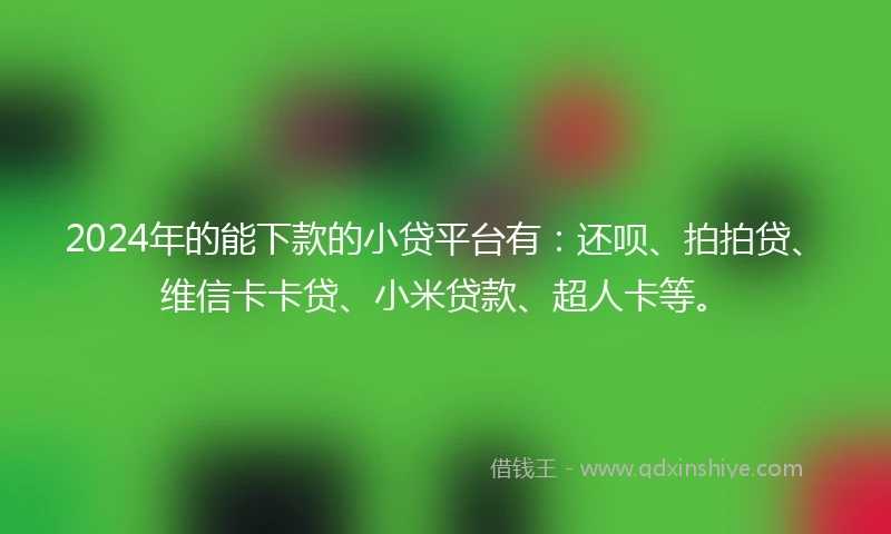 2024年的能下款的小贷平台有:还呗、拍拍贷、维信卡卡贷、小米贷款、超人卡等。