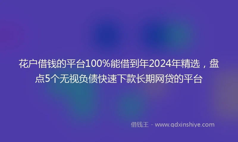 花户借钱的平台100%能借到年2024年精选，盘点5个无视负债快速下款长期网贷的平台