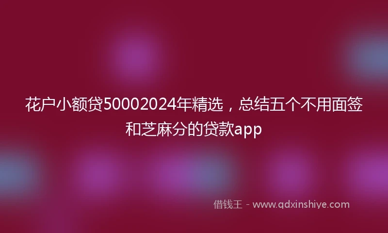 花户小额贷50002024年精选，总结五个不用面签和芝麻分的贷款app