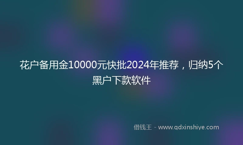 花户备用金10000元快批2024年推荐，归纳5个黑户下款软件