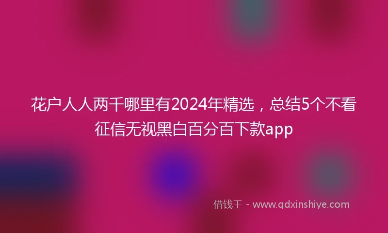 花户人人两千哪里有2024年精选，总结5个不看征信无视黑白百分百下款app
