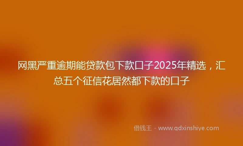 网黑严重逾期能贷款包下款口子2025年精选，汇总五个征信花居然都下款的口子