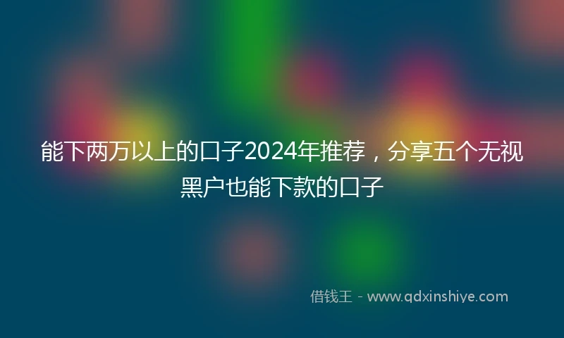 能下两万以上的口子2024年推荐，分享五个无视黑户也能下款的口子