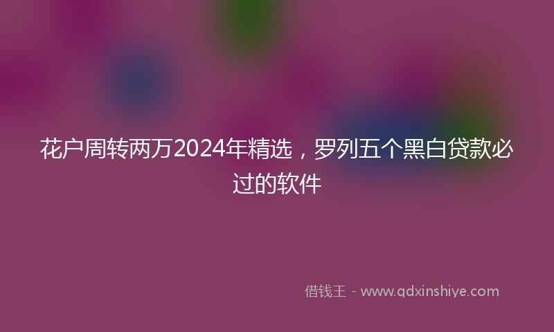 花户周转两万2024年精选，罗列五个黑白贷款必过的软件