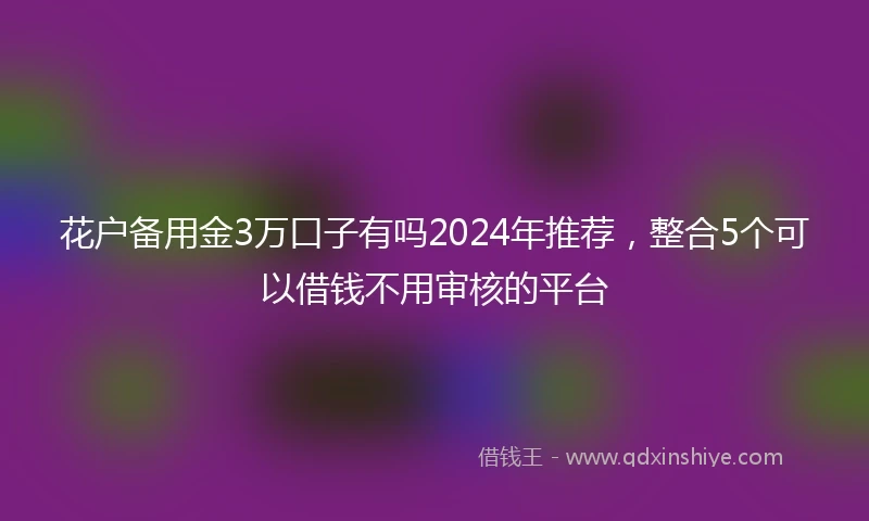 花户备用金3万口子有吗2024年推荐,整合5个可以借钱不用审核的平台