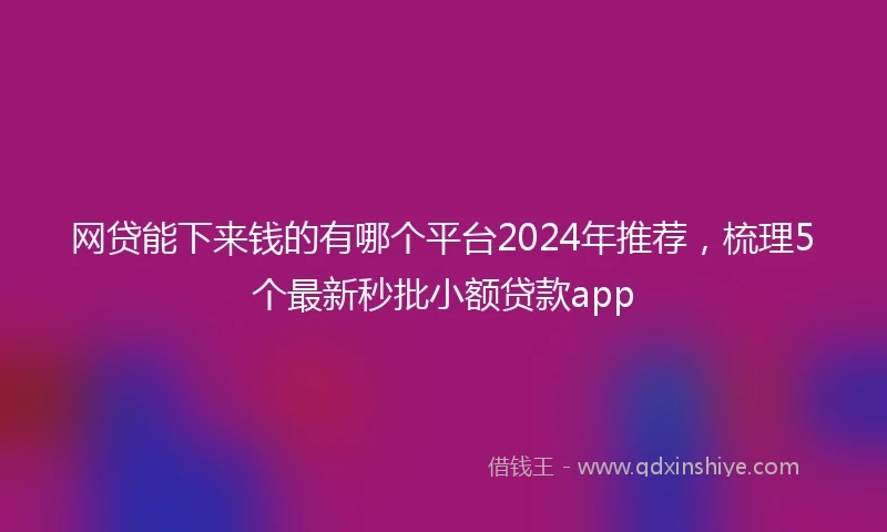 网贷能下来钱的有哪个平台2024年推荐，梳理5个最新秒批小额贷款app