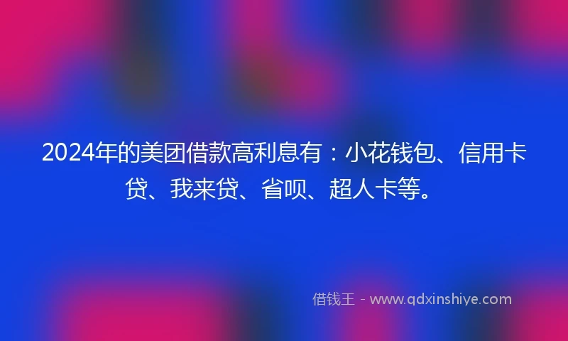 2024年的美团借款高利息有：小花钱包、信用卡贷、我来贷、省呗、超人卡等。