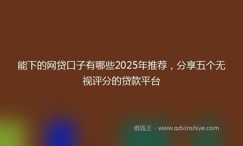 能下的网贷口子有哪些2025年推荐，分享五个无视评分的贷款平台