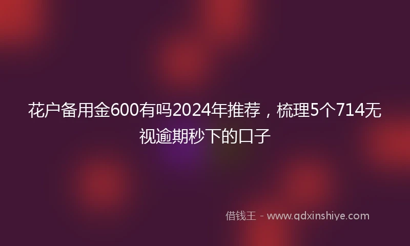 花户备用金600有吗2024年推荐,梳理5个714无视逾期秒下的口子