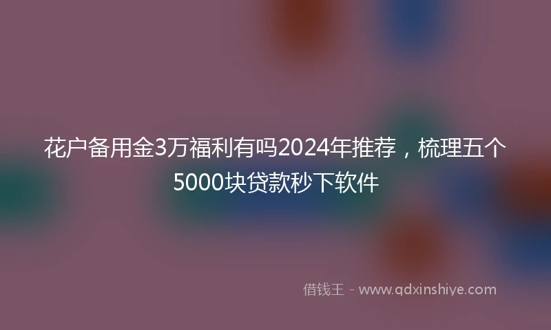 花户备用金3万福利有吗2024年推荐,梳理五个5000块贷款秒下软件