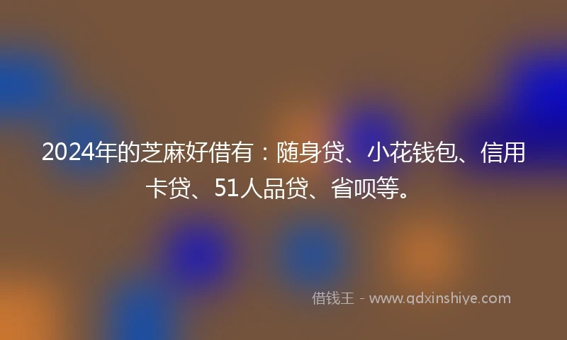 2024年的芝麻好借有：随身贷、小花钱包、信用卡贷、51人品贷、省呗等。
