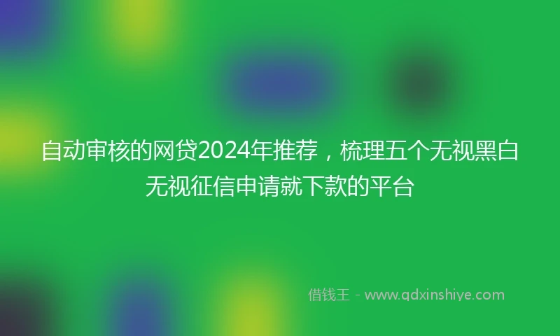 自动审核的网贷2024年推荐，梳理五个无视黑白无视征信申请就下款的平台