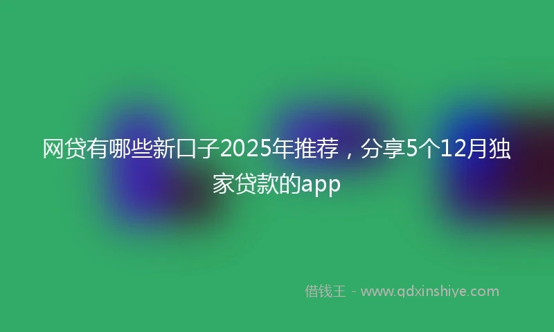 网贷有哪些新口子2025年推荐，分享5个12月独家贷款的app