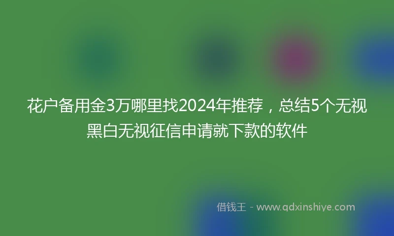 花户备用金3万哪里找2024年推荐,总结5个无视黑白无视征信申请就下款的软件