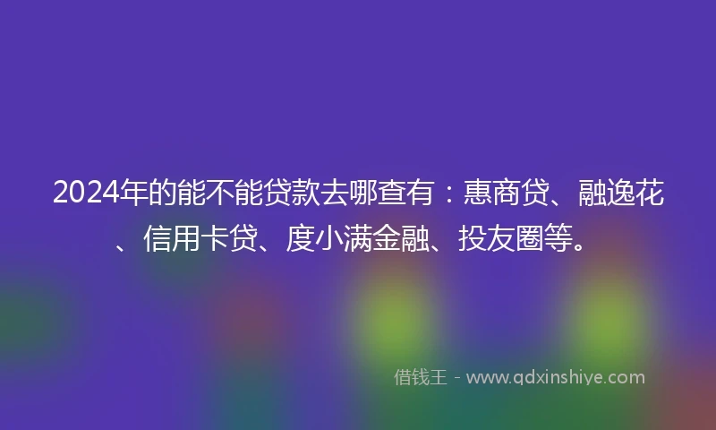 2024年的能不能贷款去哪查有：惠商贷、融逸花、信用卡贷、度小满金融、投友圈等。