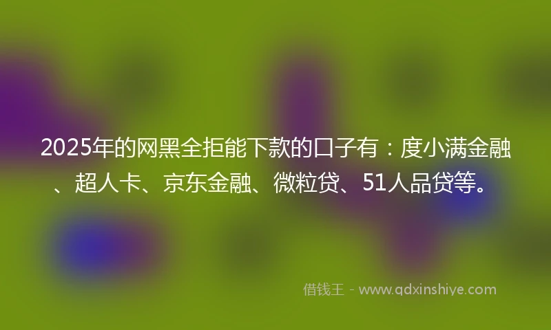 2025年的网黑全拒能下款的口子有：度小满金融、超人卡、京东金融、微粒贷、51人品贷等。