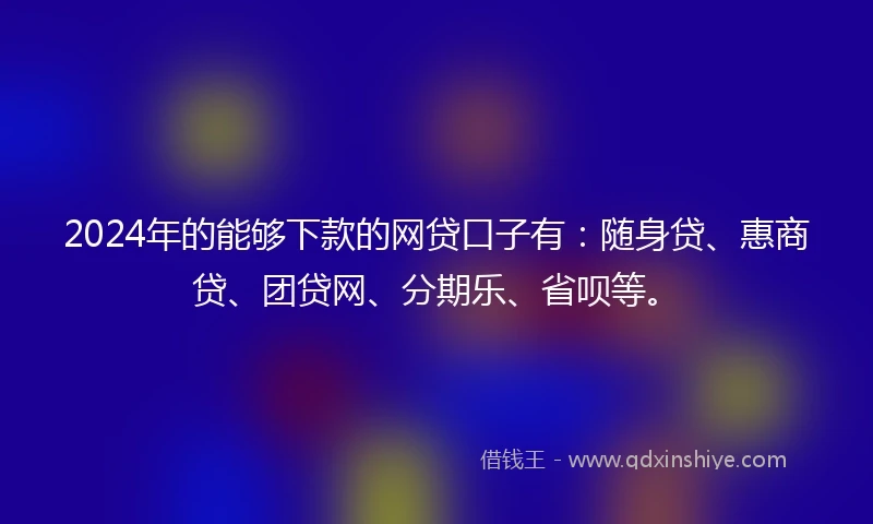 2024年的能够下款的网贷口子有：随身贷、惠商贷、团贷网、分期乐、省呗等。