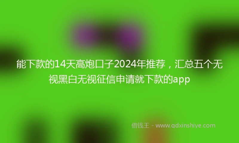 能下款的14天高炮口子2024年推荐，汇总五个无视黑白无视征信申请就下款的app