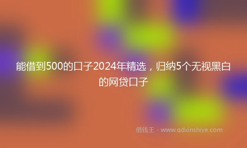 能借到500的口子2024年精选，归纳5个无视黑白的网贷口子
