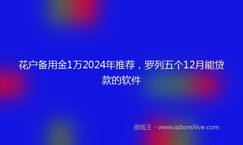 花户备用金1万2024年推荐，罗列五个12月能贷款的软件