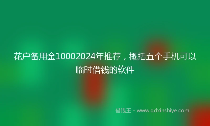 花户备用金10002024年推荐，概括五个手机可以临时借钱的软件