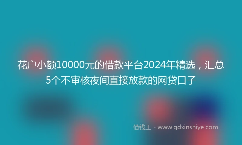 花户小额10000元的借款平台2024年精选，汇总5个不审核夜间直接放款的网贷口子