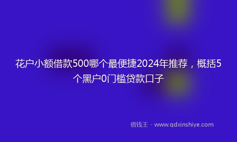 花户小额借款500哪个最便捷2024年推荐，概括5个黑户0门槛贷款口子