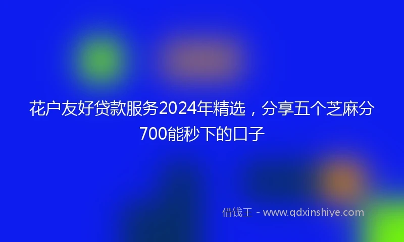 花户友好贷款服务2024年精选，分享五个芝麻分700能秒下的口子