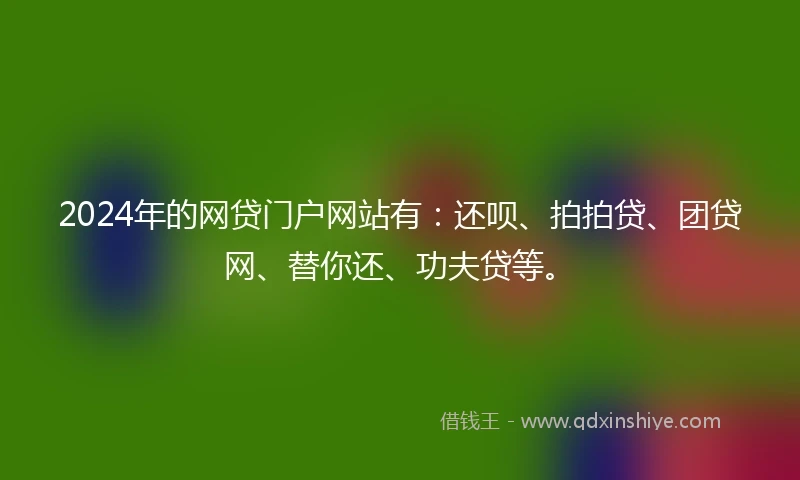 2024年的网贷门户网站有：还呗、拍拍贷、团贷网、替你还、功夫贷等。