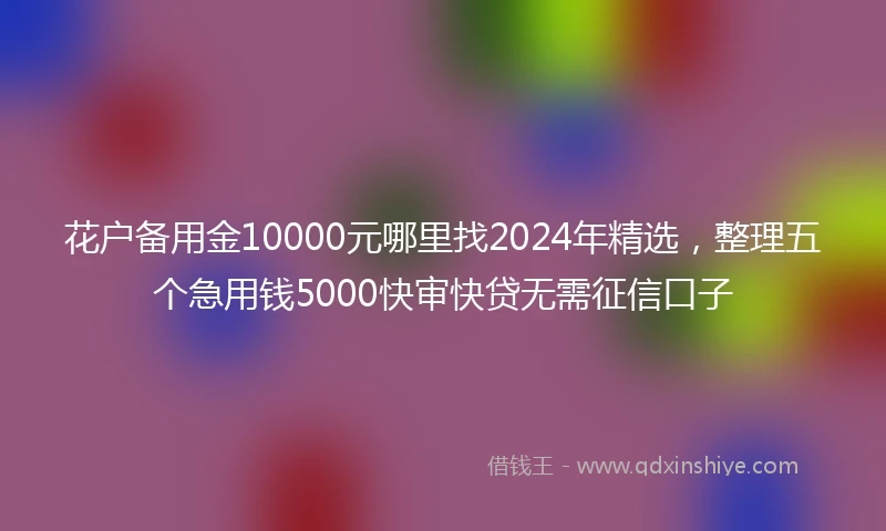 花户备用金10000元哪里找2024年精选，整理五个急用钱5000快审快贷无需征信口子