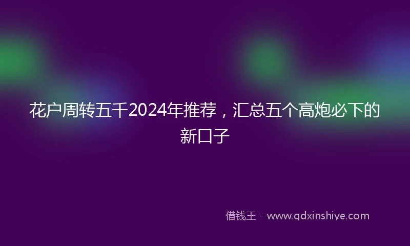 花户周转五千2024年推荐，汇总五个高炮必下的新口子