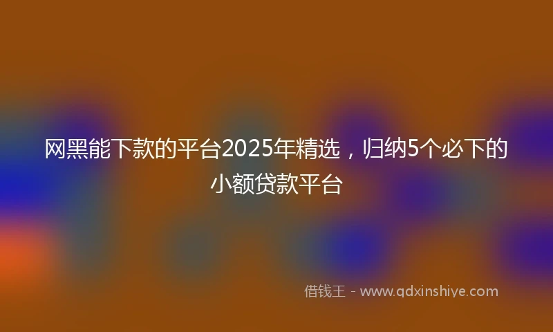 网黑能下款的平台2025年精选，归纳5个必下的小额贷款平台