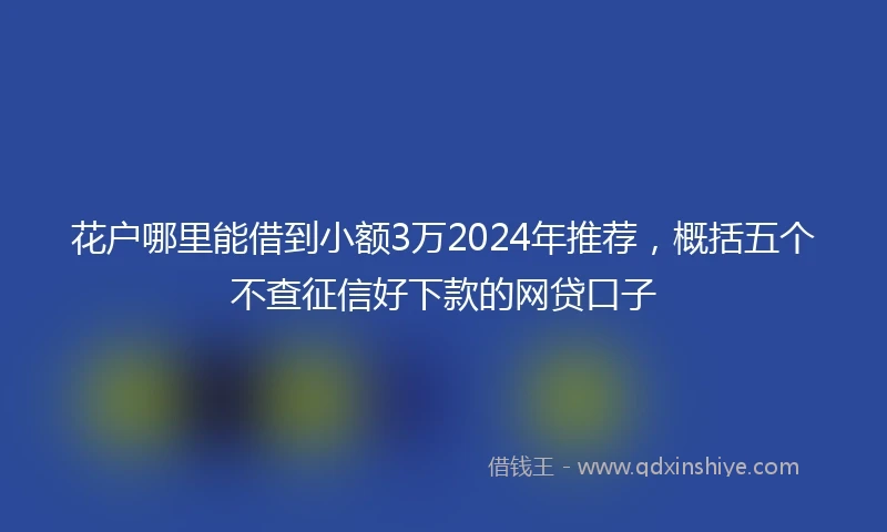 花户哪里能借到小额3万2024年推荐，概括五个不查征信好下款的网贷口子