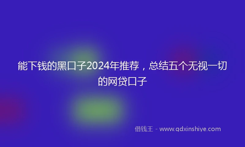 能下钱的黑口子2024年推荐，总结五个无视一切的网贷口子