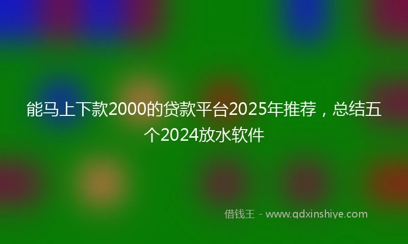 能马上下款2000的贷款平台2025年推荐，总结五个2024放水软件