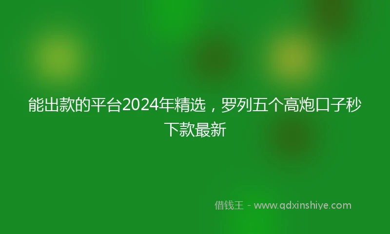 能出款的平台2024年精选，罗列五个高炮口子秒下款最新