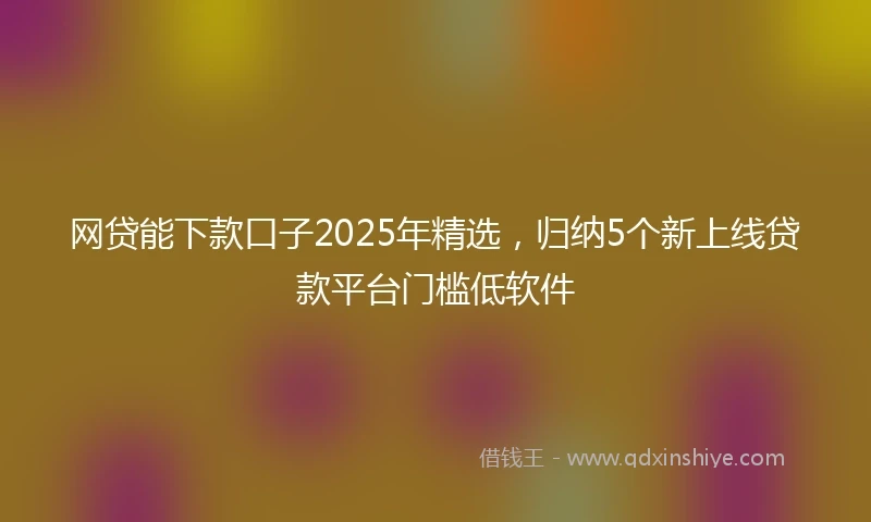 网贷能下款口子2025年精选，归纳5个新上线贷款平台门槛低软件