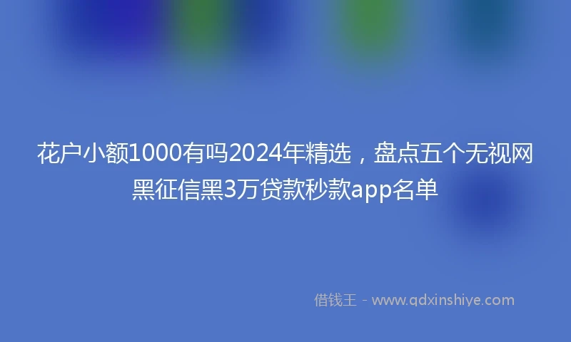 花户小额1000有吗2024年精选，盘点五个无视网黑征信黑3万贷款秒款app名单