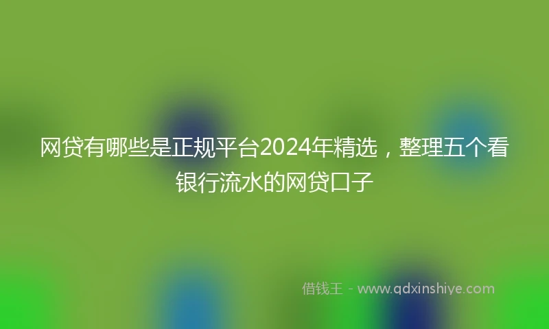 网贷有哪些是正规平台2024年精选，整理五个看银行流水的网贷口子