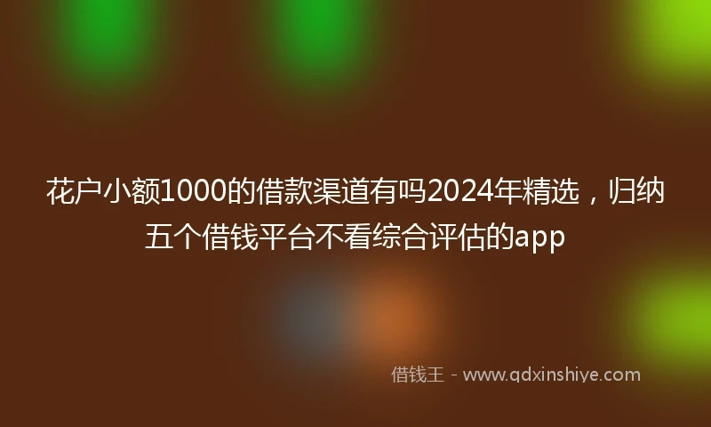 花户小额1000的借款渠道有吗2024年精选,归纳五个借钱平台不看综合评估的app