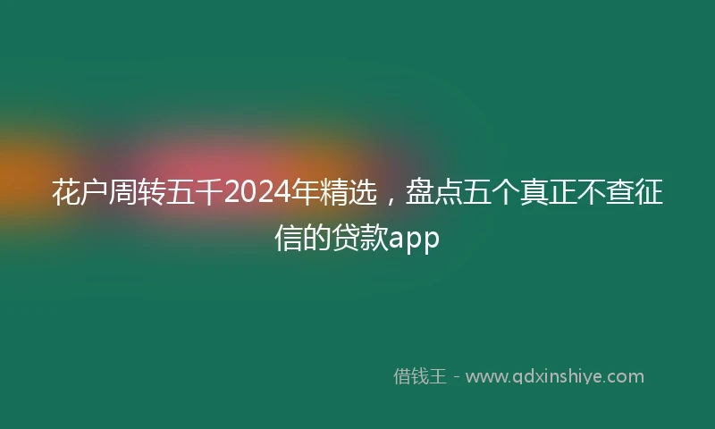 花户周转五千2024年精选，盘点五个真正不查征信的贷款app