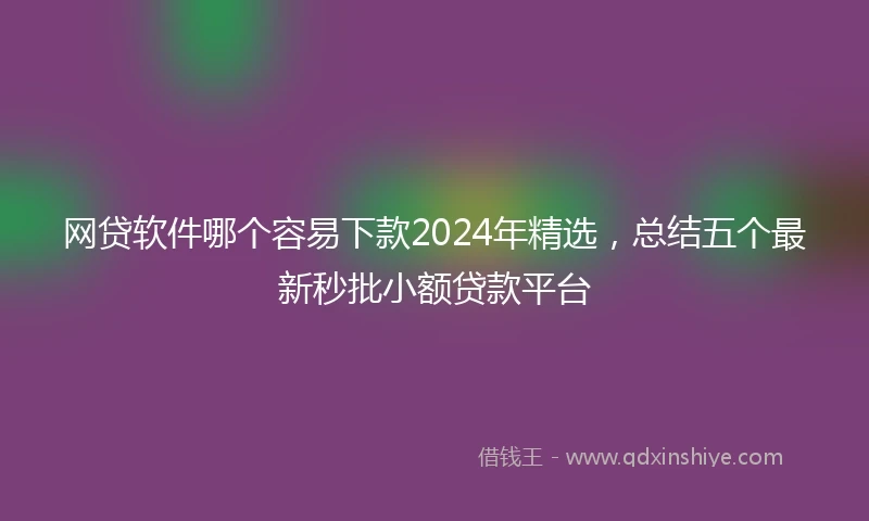 网贷软件哪个容易下款2024年精选，总结五个最新秒批小额贷款平台