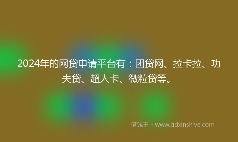 2024年的网贷申请平台有：团贷网、拉卡拉、功夫贷、超人卡、微粒贷等。