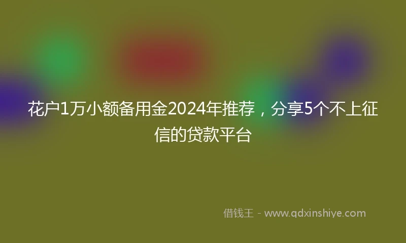 花户1万小额备用金2024年推荐，分享5个不上征信的贷款平台