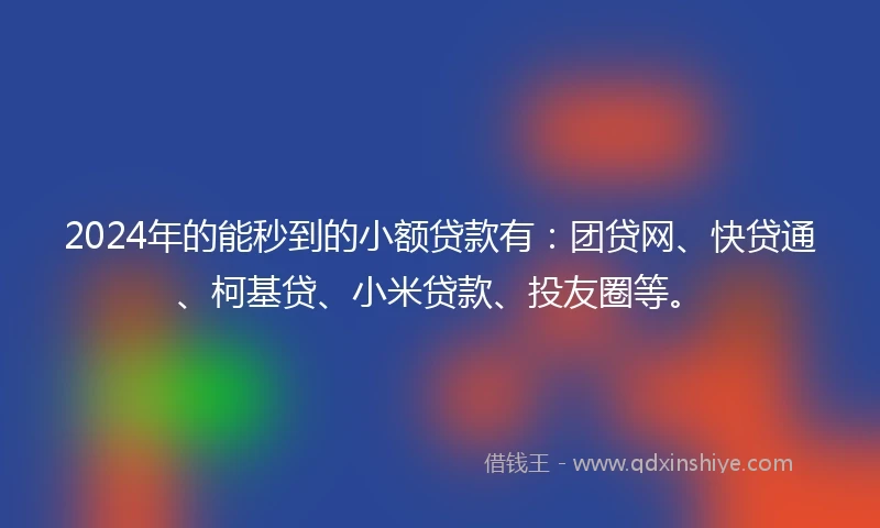 2024年的能秒到的小额贷款有：团贷网、快贷通、柯基贷、小米贷款、投友圈等。