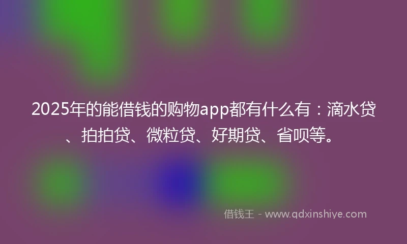2025年的能借钱的购物app都有什么有：滴水贷、拍拍贷、微粒贷、好期贷、省呗等。