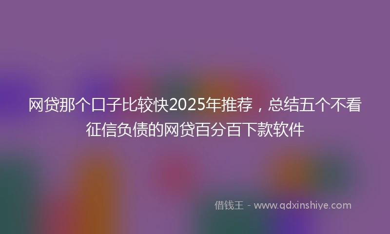 网贷那个口子比较快2025年推荐，总结五个不看征信负债的网贷百分百下款软件