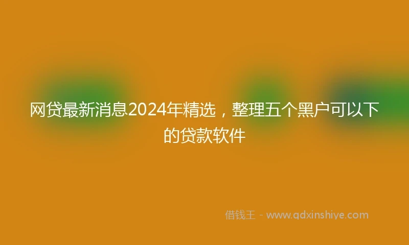 网贷最新消息2024年精选，整理五个黑户可以下的贷款软件
